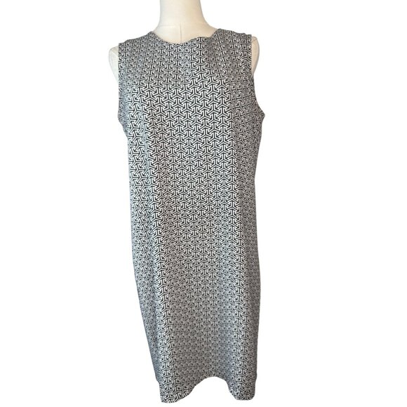 2/$30 Adrienne Vittadini Size 10 Black/White Geometric Sleeveless Sheath Dress - Picture 13 of 16